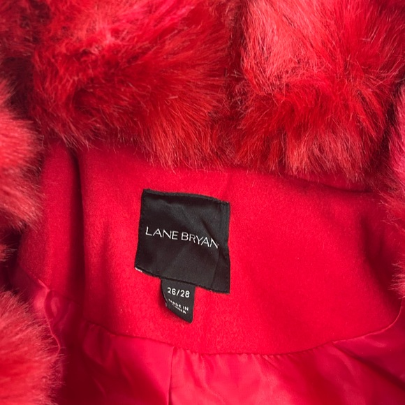 Lane Bryant Red Coat with Faux Fur Collar - Picture 3 of 3